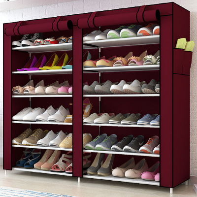 Simple non-woven shoe racks double-row diy combination of storage shoes to install the type of cloth shoes cabinet