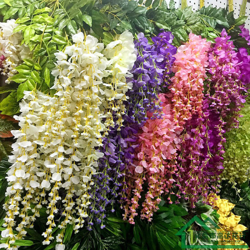 110cm Artificial Wisteria Artificial Flowering Branch Tofu Pudding Branches Tofu Pudding Hanging Wisteria Color Printing Length Tofu Pudding Wisteria