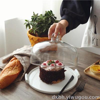 Scandinavian Creative Cake Cake Tray Western Style Fruit Dessert Plate with Glass Dust Cover