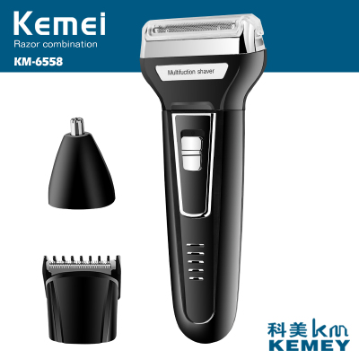 KM-6558 Reciprocating double-headed multi-function three-in-one electric shaver hair trimmer nose
