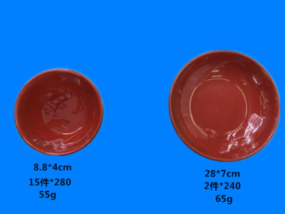 Melamine stock spot red and black plate bowl bulk goods in yiwu