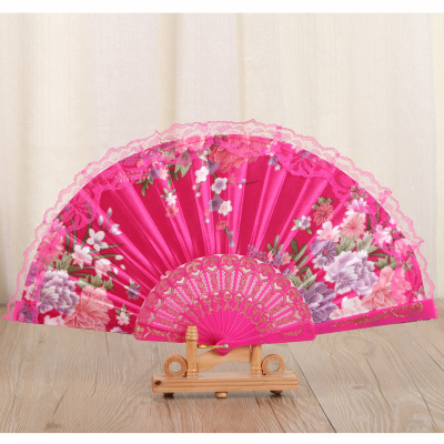 New high-end silk fan folding fan lace edge lady fan craft fan