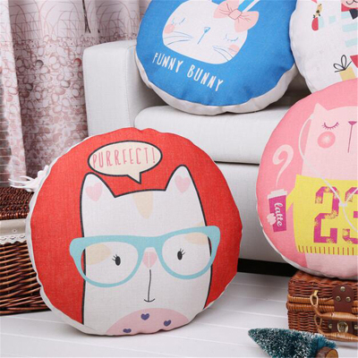 Cartoon was printed circular waist pillow Office Pillow Color Variety