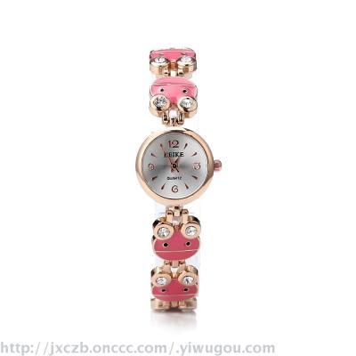 European and American hot rose gold simple diamond girl bracelet watch