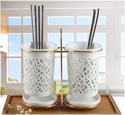 The new hollow double chopsticks tube gift box packaging foreign trade porcelain factory sales Jingdezhen