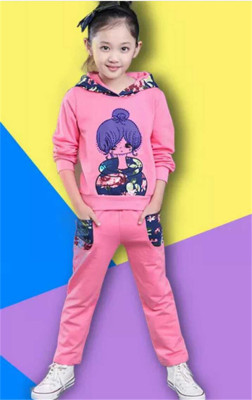 Children's clothing girls set sports girls two-piece spring and autumn models long paragraph sweater coat