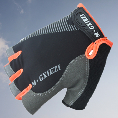 Silicone non - slip sports bike semi - finger gloves breathable quick - drying ice wire elastic cloth riding gloves