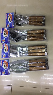 Stainless steel, plastic handle knife fork spoon, 6 PCS