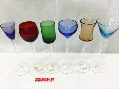 Small Mini Candle Cup Creative Ice Cracked Candle Cup High Candle Holder Candlestick Decoration Glass Candlestick