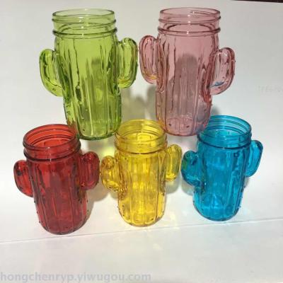 500ml cactus spray gradient color transparent glass bottle