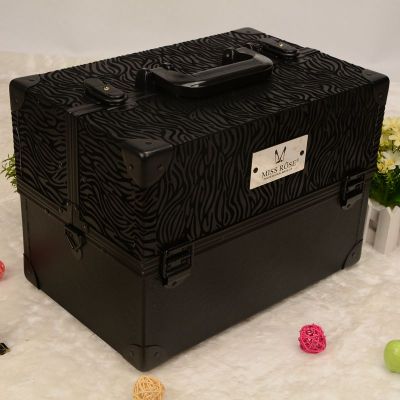 Guanyu new zebra black and white stripes large capacity portable cosmetic case nail embroidery special box