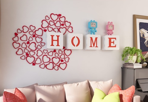 0347 heart-shaped 3d wall stickers tv background wall living room bedroom children‘s room wedding room decoration