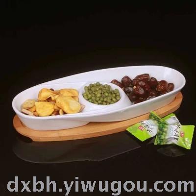 Creative IKEA Snack Plate Snacks Fruit Assorted Dried Fruit Plate with Bamboo Plate Oval Sauce Plate