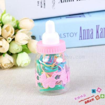 Cute bottle packaging children colorful plastic small rubber band