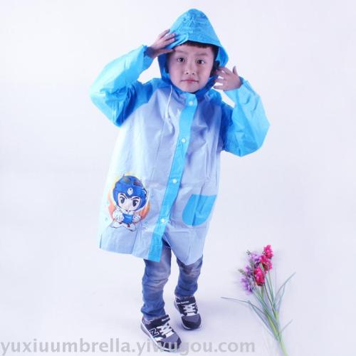Children‘s Raincoat Children‘s Poncho Boys and Girls School Raincoat Waterproof Thickened Cartoon Raincoat Blue Pink Tide