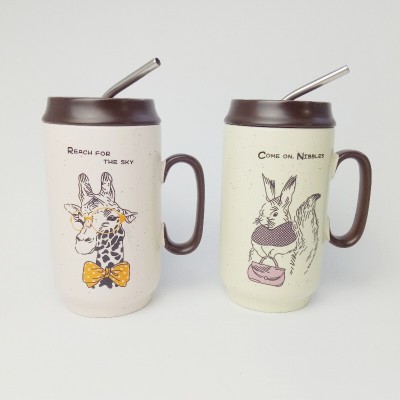 Ceramic cups creative gypsophila cartoon coffee cups office student couple birthday gift straw cup