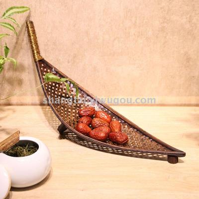 Hot Selling Retro Southeast Asian Style Handmade Bamboo Tray Fruit Plate 09-161240