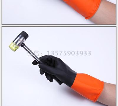 32cm Two-color Industrial Glove Kitchen Clean Durable Latex Clean Waterproof Rubber Glove