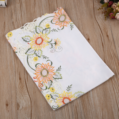 Foreign Trade Export Embroidery Flower Tablecloth Pastoral Style Handmade Hollow Dining Table Cushion Tablecloths Table Runners