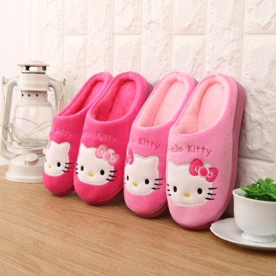 Winter new ladies home indoor anti-skid soft bottom cute Korean version of KT cat cotton slippers