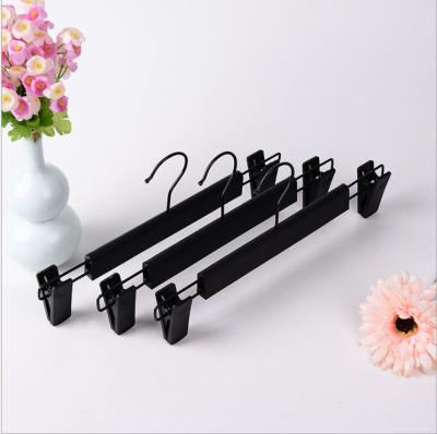 Black Frosted Trouser Press Thickened Plastic Clothes Hanger Wholesale Clothing Store Clothes Hanger Anti-Slip Trousers Rack Factory Direct Sales