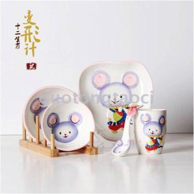 Jingdezhen new 12 zodiac cartoon children 's ceramic tableware promotional gifts domestic trade