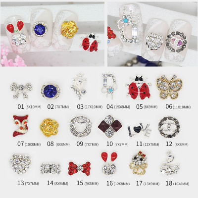 Red fox bowknot is selling diamond alloy nail jewelry