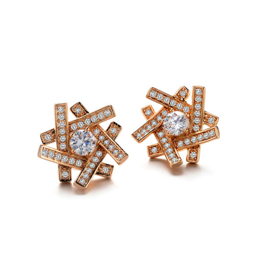 Regent Ornament Rigant New Geometric Crisscross Rhinestone Earrings 125808