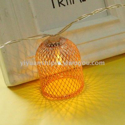 Export Electroplating Wire Mesh Lampshade Wholesale Yiwu Factory Christmas Bird Cage Iron Lighting Accessories Graphic Customization