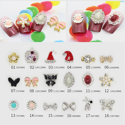Dindian nail art 66 metal alloy nails pearl jewelry