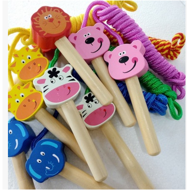Wooden instruments children jump rope toy pupils jump rope Wooden handle