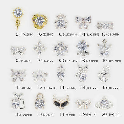Zircon nail diamonds from 55 pieces of Zircon adorn nail pieces