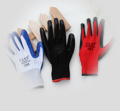 Hand of the love of oil slicing rubber gloves white, blue glue 13 pin nylon nitrile gloves of gloves.
