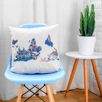 Animal color digital printing cotton linen pillow cover creative flower bird picture sofa cushion.