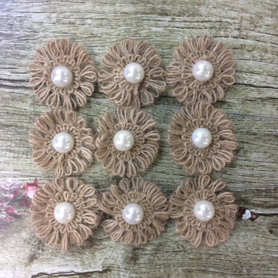DIY handmade accessories natural linen flowers home / wedding decoration flowers stock