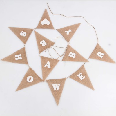 DIY environmental protection linen Christmas wedding class party creative triangle flag baby shower