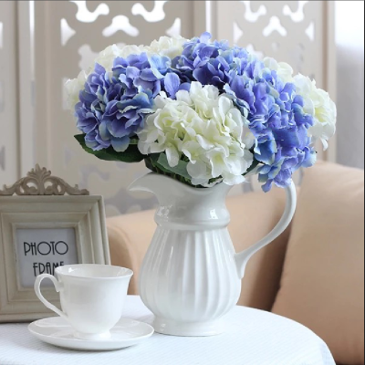 Living room thread flower arrangement water bottle white porcelain display large belly vertical stripe vase