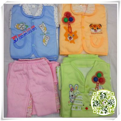 towel boy and girl print cartoon embroidered small animal spring autumn seven pieces of children's clothing