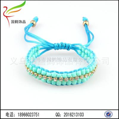 Knitting adjustment deduction pure woven color bead crystal bracelet
