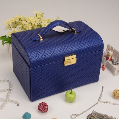 Guanyu burst pure color Lingge jewelry box full of PU with a mirror portable storage box