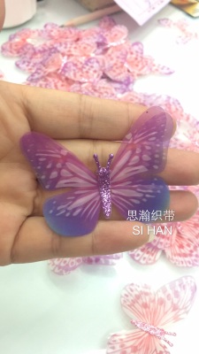 Three-Dimensional Butterfly Yarn Butterfly Various Barrettes Earrings Clothing Decorative Butterfly 15 Colors in Stock
