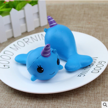 PU slow rebound simulation small whale squishy horns whale little monster child toys