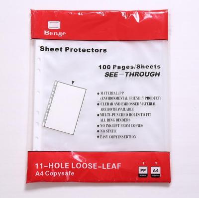 Wholesale PP plastic A4 loose-leaf envelope 11 holes inside the transparent loose-leaf bag