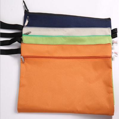 Korean Oxford fabric double zip filing bag with folder in hand fashion