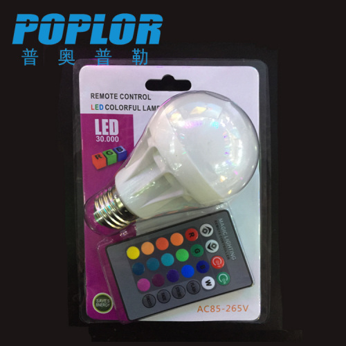 rgbw colorful remote control led bulb light 3w smart lamp a60 plastic bulb blister packaging