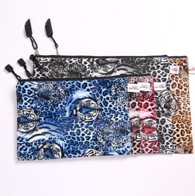 PU tiger head color zipper file bag leopard print zipper file bag