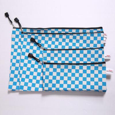 Color PU striped mesh zipper bag in single zipper bag fashion file bag