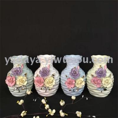 Modern craft send flower vase home decoration hand placed small pieces of rock mouth
