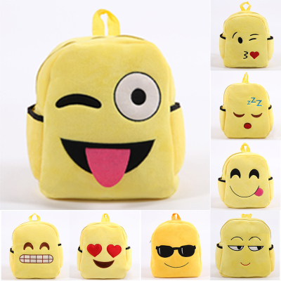 QQ face plush backpack cartoon bag smiling face pattern EMOJI