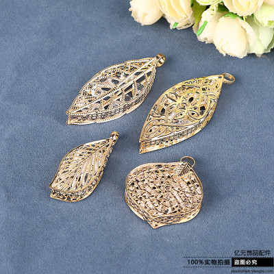 Metal Hollow Three-Dimensional Leaf Pendant Handmade Diy Jewelry Accessories Materials